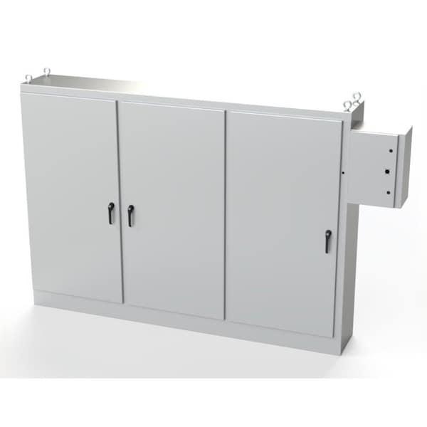 3 Point Latch with Padlock Handle Electrical Enclosures, 84 in H, 18 in D, 117-1/2 in W